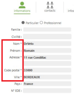 Fiche client particulier